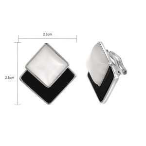 Yoursfs Black and White Clip On Earrings For Women Silver Large Clear Resin Non Pierced Earrings Fashion Jewelry