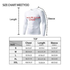 MEETYOO Men's Compression Long Sleeve Athletic Workout Shirt, White, Medium