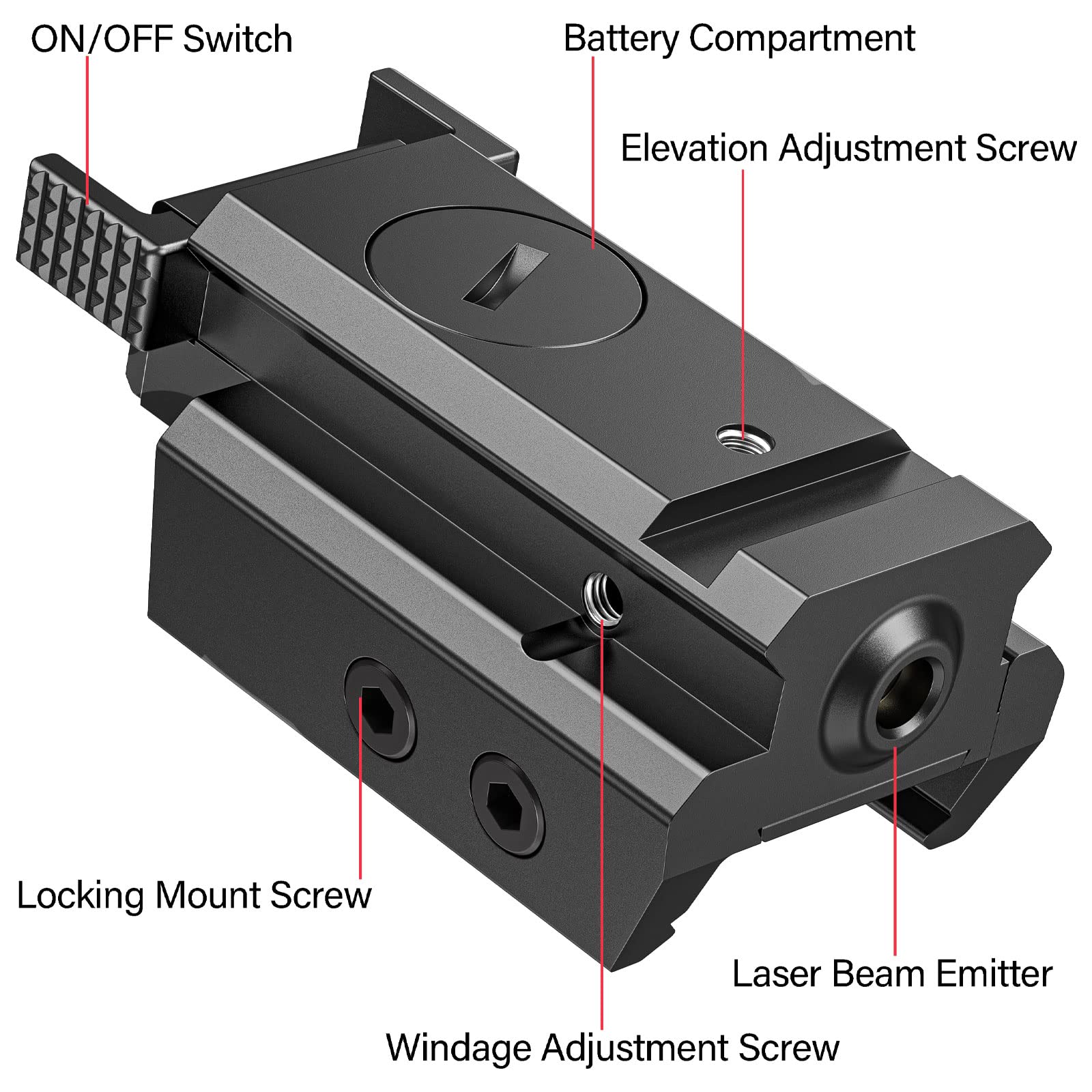 EZshoot Red Dot Laser Sight Tactical 20mm Standard Picatinny Weaver Rail for Pistol Handgun Gun Rifle