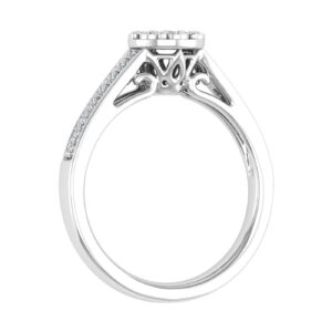 1/5 Carat Diamond Cluster Engagement Ring in 925 Sterling Silver (Ring Size 8)