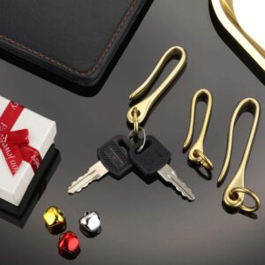 Hotop 3 Pcs Belt Clip Key Rings Hook Keychain Solid Brass U Hook Key Chain Belt Wallet Clip Holder Gold Loop for Men Women