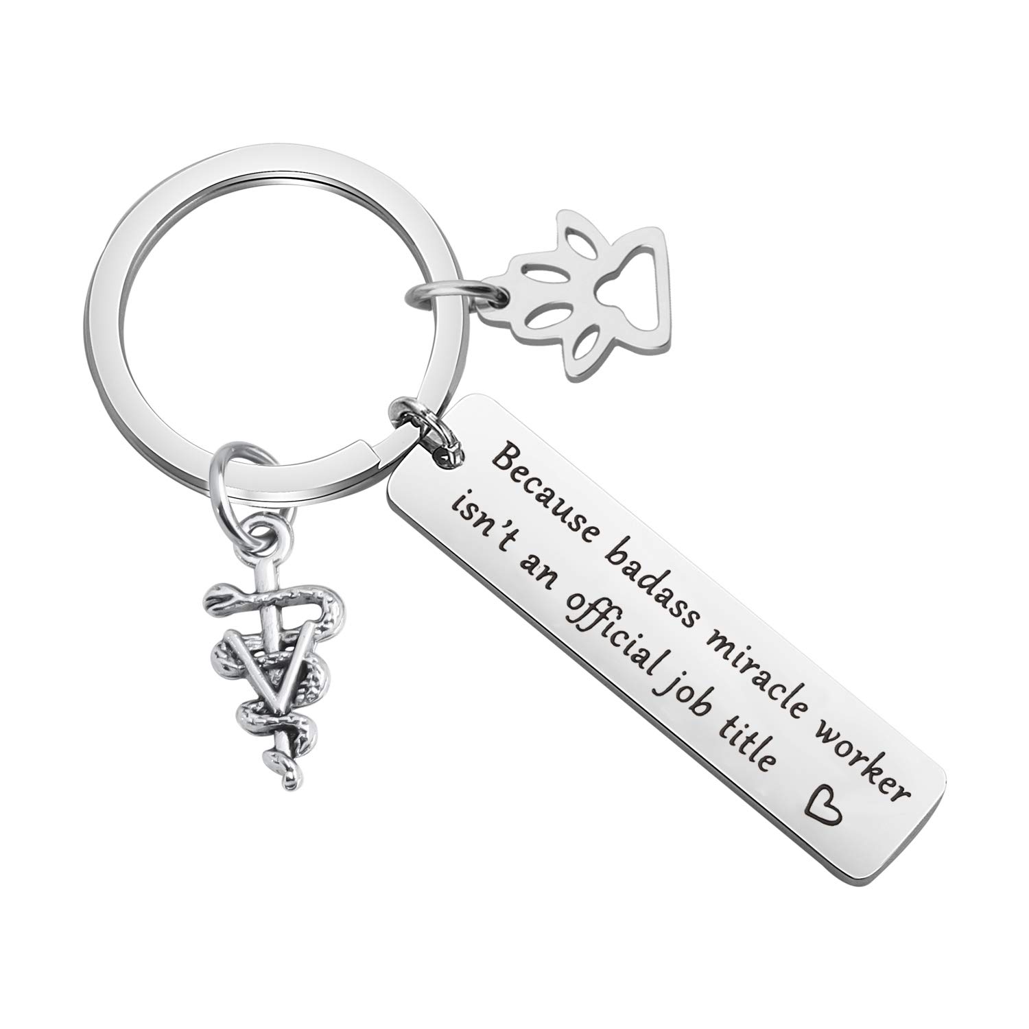 MYOSPARK Veterinarian Keychain Gift Because Badass Miracle Worker Isn't An Official Job Title Vet Tech Appreciation Gift Veterinary Medicine Jewelry (Veterinarian Keychain)