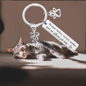 MYOSPARK Veterinarian Keychain Gift Because Badass Miracle Worker Isn't An Official Job Title Vet Tech Appreciation Gift Veterinary Medicine Jewelry (Veterinarian Keychain)