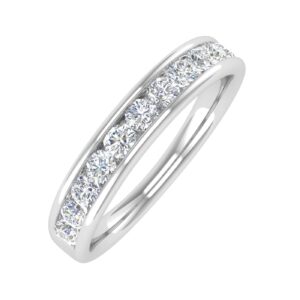 1/2 Carat Channel Set Diamond Wedding Band Ring in 14K White Gold (Ring Size 4)