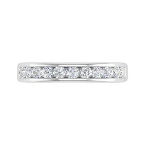 1/2 Carat Channel Set Diamond Wedding Band Ring in 14K White Gold (Ring Size 4)