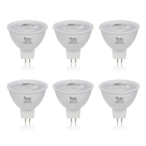 simba lighting led mr16 5w 12v light bulb (6 pack) 35w to 50w halogen spotlight replacement for landscape, accent, track lights, desk lamps, fwm c exn, gu5.3 bipin base, 2700k warm white, not dimmable