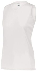 augusta sportswear ladies sleeveless wicking attain jersey, white, s