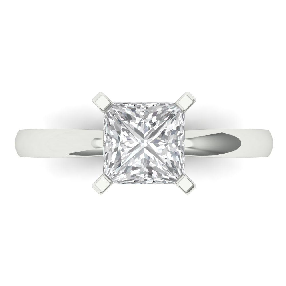 Clara Pucci 1.50 ct Princess Cut Solitaire Lab Created White Sapphire Bridal Wedding Anniversary Engagement Ring 14k White Gold 5.75