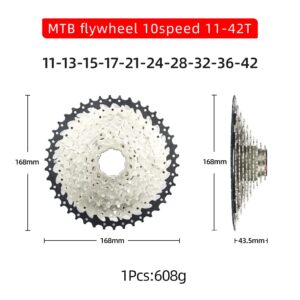 CYSKY 10 Speed Cassette 10Speed 11-42 Cassette Fit for Mountain Bike, Road Bicycle, MTB, BMX, Sram Sunrace Shimano ultegra xt (Light Weight)