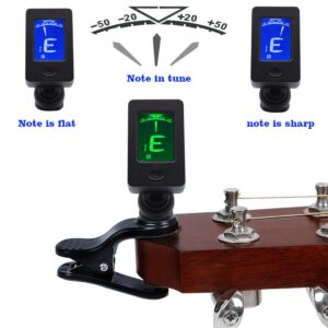 Guitar Capo with Tuner Clip-On Tuner Guitar Accessoriesor for Acoustic Electric Ukulele Guitar and More