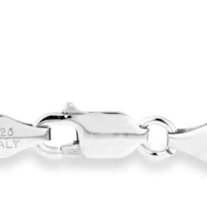 Miabella Italian 925 Sterling Silver 4mm Flat Byzantine Link Chain Bracelet for Women, 925 Made in Italy (Length 7.5 Inches)