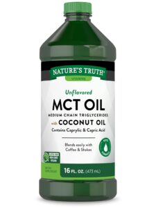 mct oil | 16 fl. oz | keto, unflavored formula | with coconut oil | vegan, non-gmo, and gluten free supplement | by nature's truth