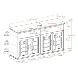 Walker Edison Classic Glass Door Universal TV Stand for TV's up to 64" Flat Screen Living Room Storage Cabinet Doors and Shelves Entertainment Center, 16"D x 58"W x 33"H, Dark Walnut