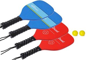 upstreet wood pickleball paddle set | pickleball set or pickleball rackets include sling bag, ideal indoor and outdoor pickle ball paddles for men, paddle ball or pickleball paddles set of 4 (beach)