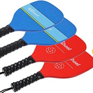 Upstreet Wood Pickleball Paddle Set | Pickleball Set or Pickleball Rackets Include Sling Bag, Ideal Indoor and Outdoor Pickle Ball Paddles for Men, Paddle Ball or Pickleball Paddles Set of 4 (Beach)