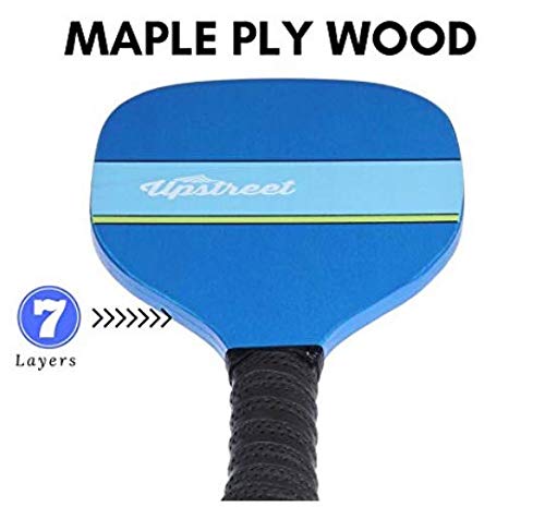 Upstreet Wood Pickleball Paddle Set | Pickleball Set or Pickleball Rackets Include Sling Bag, Ideal Indoor and Outdoor Pickle Ball Paddles for Men, Paddle Ball or Pickleball Paddles Set of 4 (Beach)