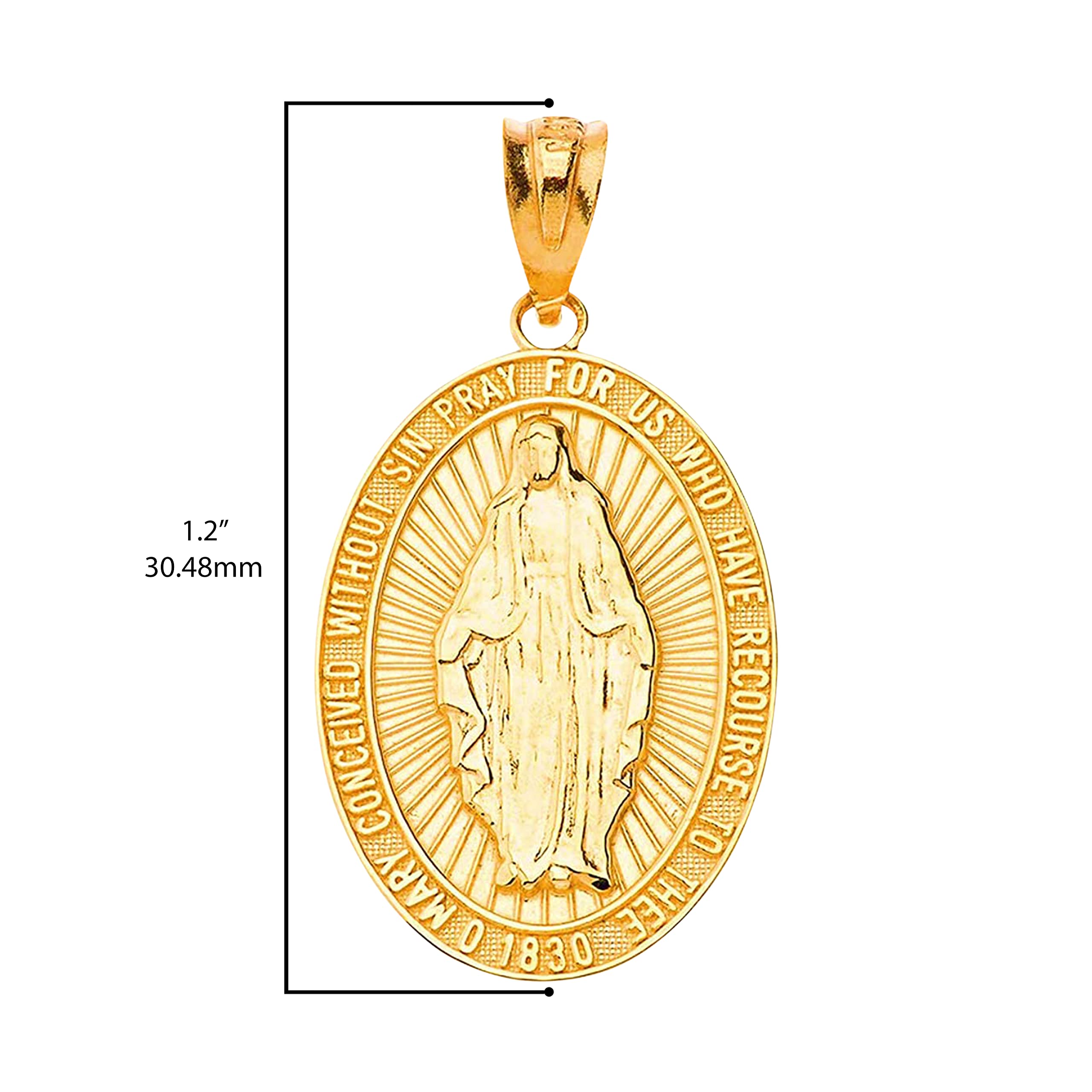 14K Yellow Gold Reversible Virgin Mary Miraculous Medal Pendant