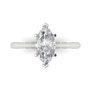 clara pucci 1.50 ct marquise cut solitaire genuine lab created white sapphire wedding bridal designer engagement ring 14k white gold 3.5