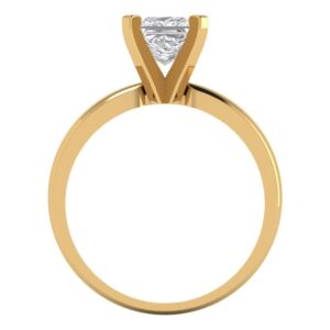 Clara Pucci 0.95ct Princess Cut Solitaire Stunning Genuine Lab Created White Sapphire Classic Statement Ring 14k Yellow Gold Size 5.25