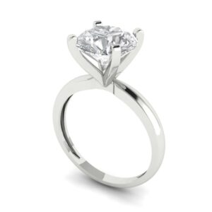 Clara Pucci 3.0 ct Round Cut Solitaire Genuine Lab Created White Sapphire Bridal Designer Anniversary Engagement Ring in 14k White Gold