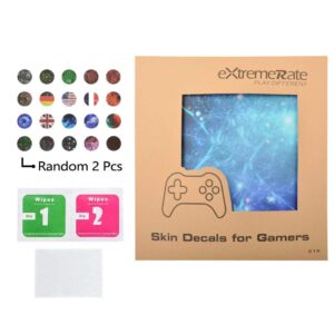 eXtremeRate Full Set Faceplates Skin Stickers for Xbox One X Console Controller with 2 Pcs Home Button Decals - Blue Galaxy