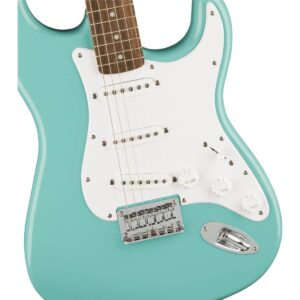 Squier Bullet Stratocaster HT SSS Electric Guitar, with 2-Year Warranty, Tropical Turquoise, Laurel Fingerboard