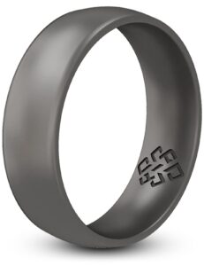 knot theory dark silver silicone ring for men women - breathable comfort fit 6mm wedding band size 11