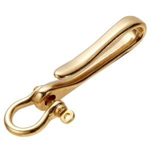 PH PandaHall Fish Hook Keychain, Brass Key Ring Golden Solid U Shape Key Hook Belt Keyring Pocket Clip with Key Shackle Heavy Duty Car keychain for Men Women Wallet Chain Purse Accessory