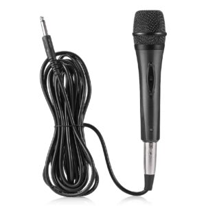 dynamic karaoke microphone with long wire 16.4 ft xlr cable, metal handheld mic compatible with karaoke machine speaker amp mixer for karaoke singing, speech, wedding, stage and outdoor