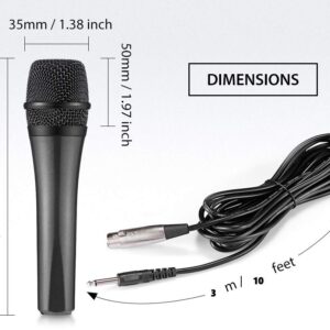 Dynamic Karaoke Microphone with Long Wire 16.4 Ft XLR Cable, Metal Handheld Mic Compatible with Karaoke Machine Speaker Amp Mixer for Karaoke Singing, Speech, Wedding, Stage and Outdoor