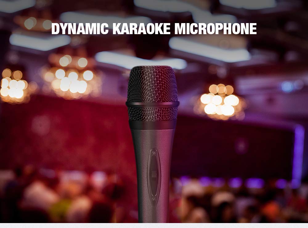 Dynamic Karaoke Microphone with Long Wire 16.4 Ft XLR Cable, Metal Handheld Mic Compatible with Karaoke Machine Speaker Amp Mixer for Karaoke Singing, Speech, Wedding, Stage and Outdoor