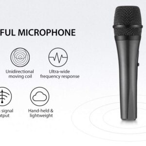 Dynamic Karaoke Microphone with Long Wire 16.4 Ft XLR Cable, Metal Handheld Mic Compatible with Karaoke Machine Speaker Amp Mixer for Karaoke Singing, Speech, Wedding, Stage and Outdoor