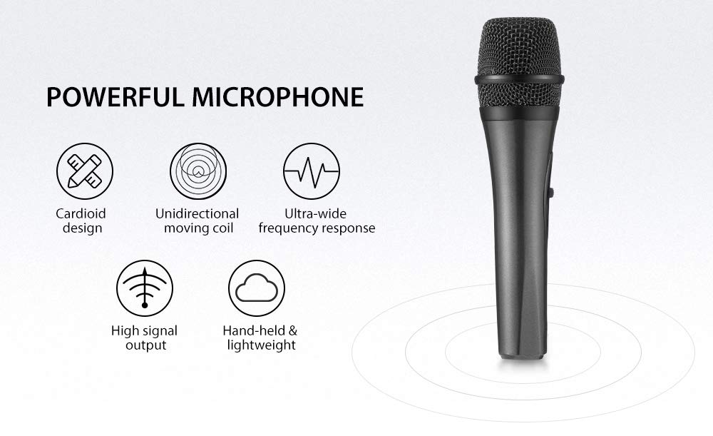 Dynamic Karaoke Microphone with Long Wire 16.4 Ft XLR Cable, Metal Handheld Mic Compatible with Karaoke Machine Speaker Amp Mixer for Karaoke Singing, Speech, Wedding, Stage and Outdoor