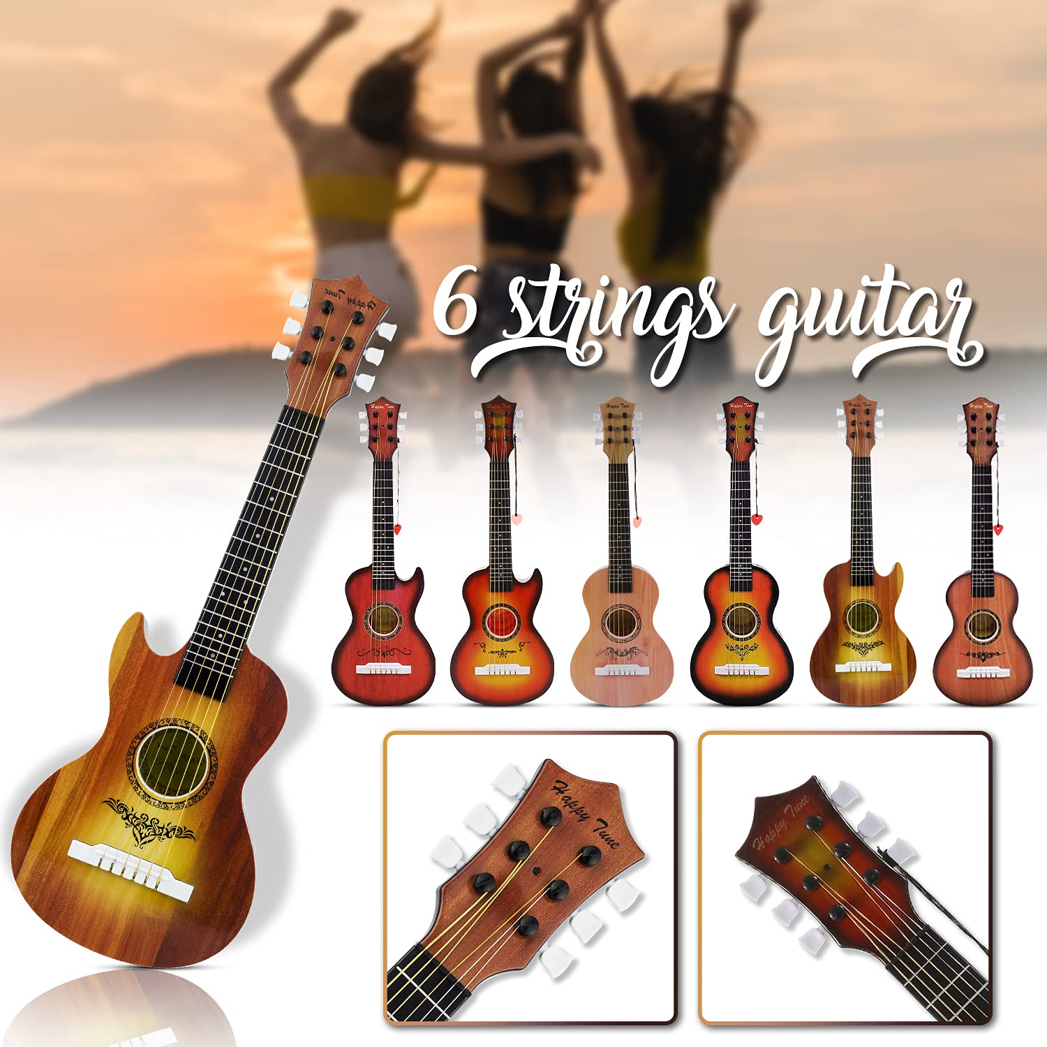 23" Acoustic Guitar, Kids 6 String Toy Guitar - Realistic Steel Strings - Beginner Practice First Musical Instrument for Children, Toddlers (Walnut)