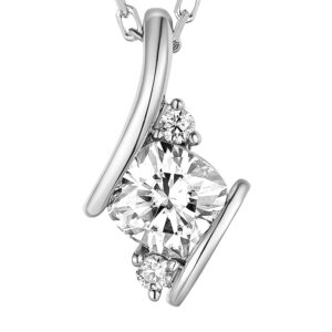 DovEggs 2ct Total 7.5X7.5mm H-I Color Heart Arrows Cushion Cut Moissanite Pendant Necklace Sterling Silver for Women with Pave Accents