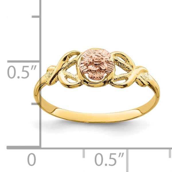 IceCarats 14K Two Tone Gold Rose Flower Ring Size 7