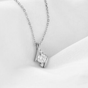 DovEggs 2ct Total 7.5X7.5mm H-I Color Heart Arrows Cushion Cut Moissanite Pendant Necklace Sterling Silver for Women with Pave Accents