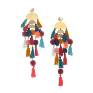 long tassel brass earrings statement fringe drop bohemian earrings dig dangle for women