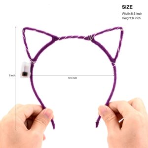 LED Cat Ear Headband, 10 Pack Cute Light Up Cat Ear Headdress Hairbands Halloween Christmas Party Decorations Hair Accessories for Girls Adult1 Multicolor