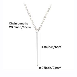 Luxcastle Bar Y Necklace Simple Long Vertical Bar Necklace Long Chian for Women (Silver)