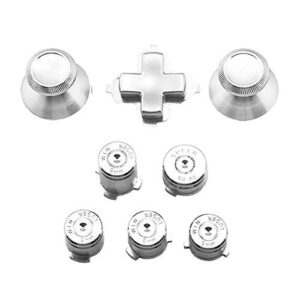 DIY Thumbstick Cap Joystick Analog Cap + Bullet ABXY + D-Pad Dpad Buttons with Screwdrivers Set for Xbox one Controller (Silver)