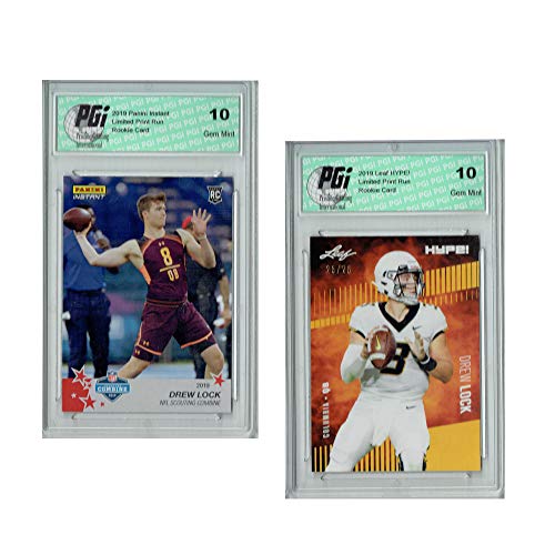 Drew Lock 2019 Panini Instant #2 & Leaf HYPE! 1/25#19 Rookie Card 2-Pack PGI 10