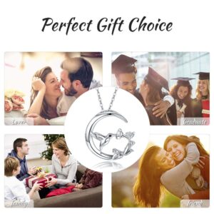 Hummingbird Necklace S925 Sterling Silver Jewelry Hummingbirds Gift for Women(Moon)