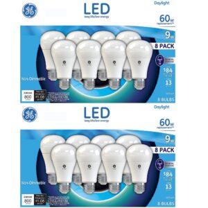 ge 60w replacement daylight led 8 pack (16 pack, daylight)