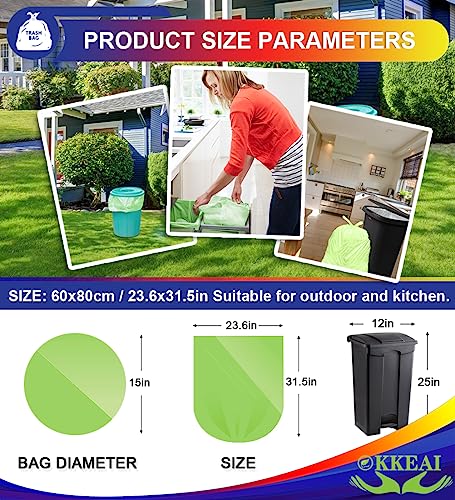 OKKEAI Large Garbage Bags 13 Gallon Tall Kitchen Green Trash Bags 49 Liter Bin Liners for Lawn Yard,Home,Office,60 Counts (Fits 10-15 Gallon Bins)