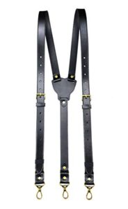 rowmanlin mens suspenders with snap hooks on belt loops genuine cowhide leather adjustable tuxedo wedding for gifts