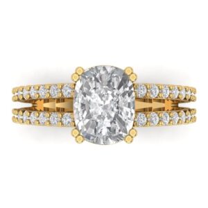 clara pucci 3.50 ct cushion cut solitaire lab created white sapphire designer anniversary bridal engagement ring 14k yellow gold 7