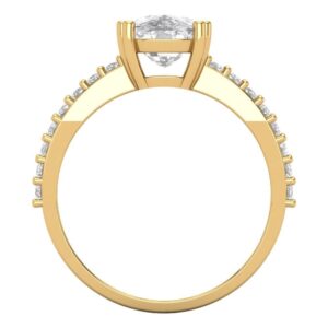 Clara Pucci 3.50 ct Cushion Cut Solitaire Lab Created White Sapphire Designer Anniversary Bridal Engagement Ring 14k Yellow Gold 7