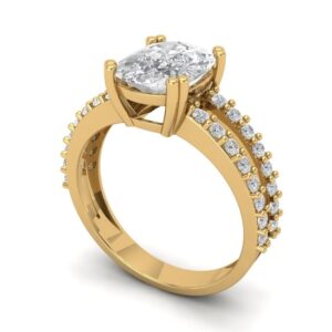 Clara Pucci 3.50 ct Cushion Cut Solitaire Lab Created White Sapphire Designer Anniversary Bridal Engagement Ring 14k Yellow Gold 7