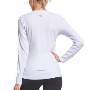 baleaf women's long sleeve workout tops moisture wicking running athletic activewear upf tops lightweight soft white size m